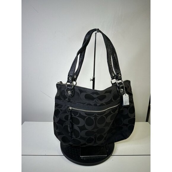 COACH Signature Sateen Canvas Tote Bag Black F1221-18979 See Description - Picture 1 of 12